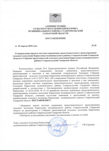 Постановление №28 от 03.04.2018 года